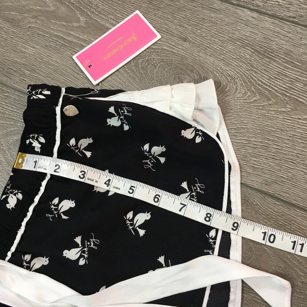 juicy couture black white shorts bird ribbon string ruffle Women Medium - Picture 7 of 8